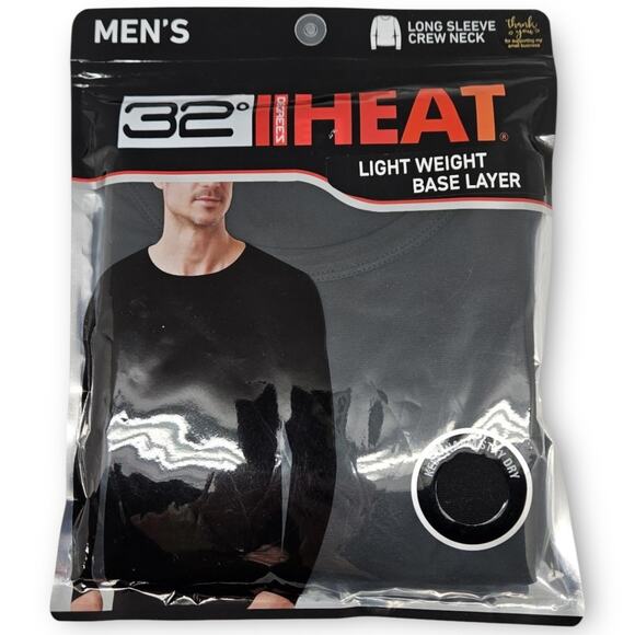 NWT 32 Degrees Heat Mens Base Layer Black L - Picture 2 of 3